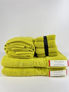 Ted Baker London Bath Towel Set Chartreuse Green Plush 100% Cotton 8 Pc NEW